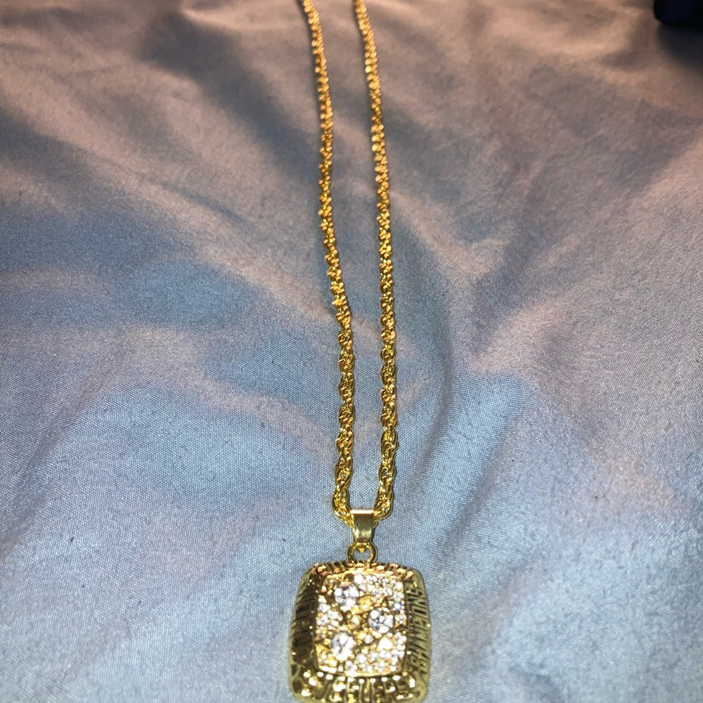 Pittsburgh Steelers Gold-Tone Square Crystal Pendant Necklace - Women Jewelry - Picture 2 of 4
